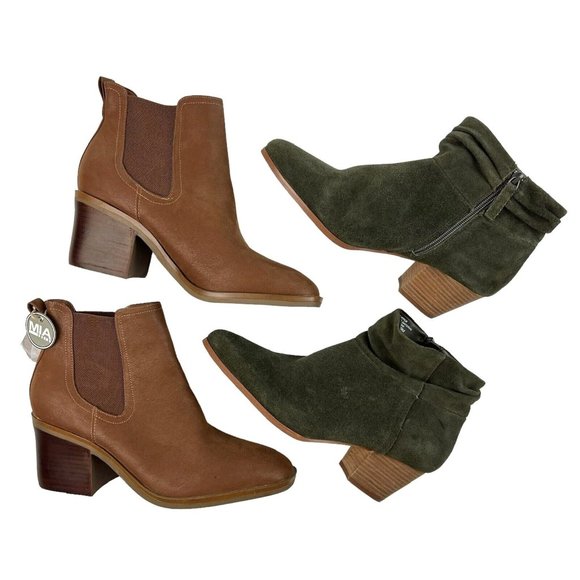 2x Lot MIA + Violet & Red Ankle Booties Size 10 Suede Boots Chelsea Western - Picture 1 of 9